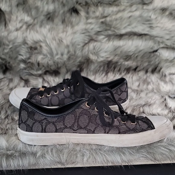 Coach Black and Gray Signature Sneakers - Picture 12 of 16
